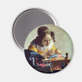 Aimant Le Lacemaker, Français La Dentelière, De Vermeer (Recto/Verso)