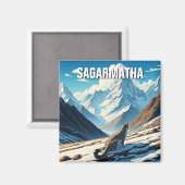 Aimant Le léopard des neiges du parc national de Sagarmat (Recto/Verso)