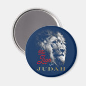 Aimant Le Lion de Juda Marine Blue Red Gold Christian (Recto/Verso)