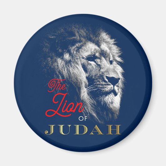 Aimant Le Lion de Juda Marine Blue Red Gold Christian (Devant)