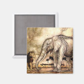 Aimant « Le Lion et l'Éléphant » par Arthur Rackham (Recto/Verso)