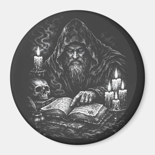 Aimant Le Magicien Étudiant le Grimoire — par BurnsInHell (Devant)