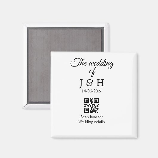 Aimant Le mariage d'ajouter le nom de couple QR code scan (Recto/Verso)