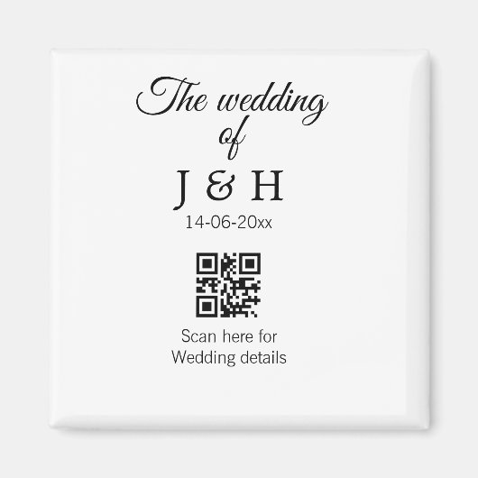 Aimant Le mariage d'ajouter le nom de couple QR code scan (Devant)