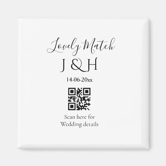 Aimant Le mariage d'ajouter le nom de couple QR code scan (Devant)