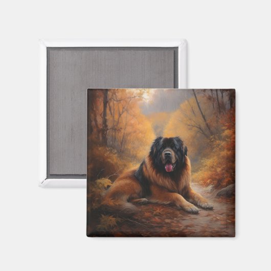 Aimant Le Mastiff tibétain en automne les feuilles automn (Recto/Verso)