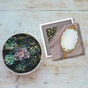 Aimant Le miroir I - Un miroir doré sur l'herbe