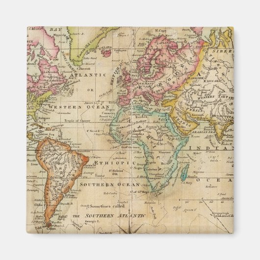 Aimant Le monde sur la projection de Mercator (Devant)