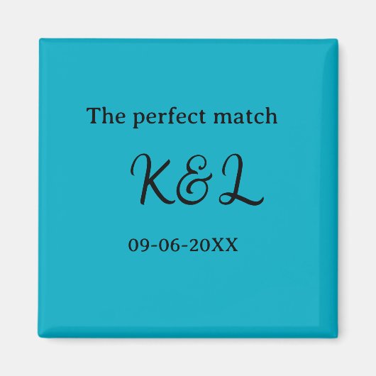Aimant Le nom du couple parfait lettre date bleu sim (Devant)