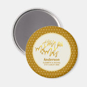 Aimant Le Nouveau M. et Mme (nom, date) Mariage Gold Deco (Recto/Verso)