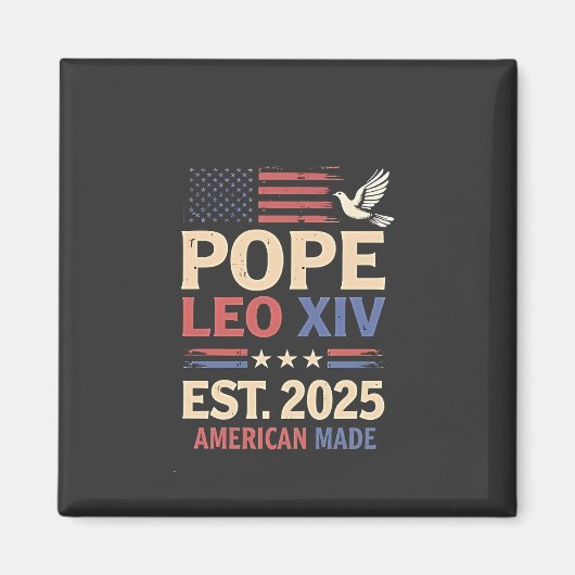 Aimant Le pape Leo XIV est. Drapeau 4 juillet USA 2025 (Devant)