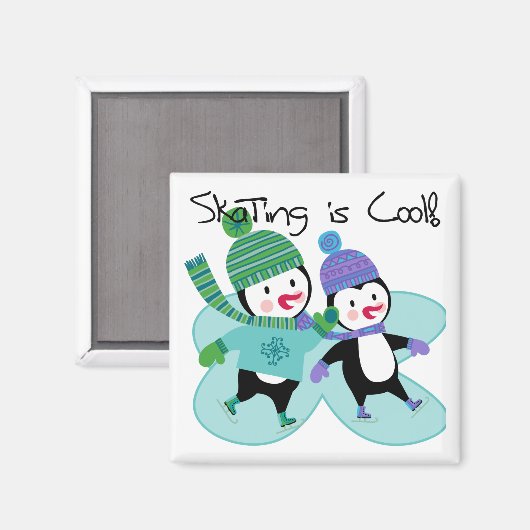 Aimant Le patinage de pingouins est frais (Recto/Verso)