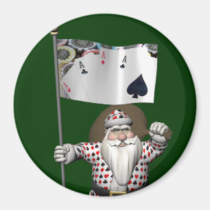 Aimant Le Père Noël Aime Jouer Au Poker