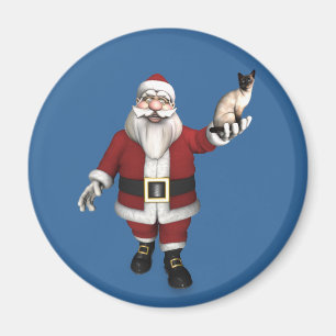 Aimant Le Père Noël aime les chats siamois