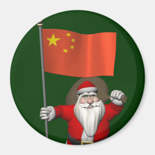 Aimant Le Père Noël Avec Drapeau De Chine