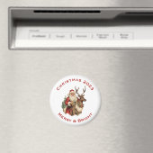 Aimant Le Père Noël classique à cheval un renne Noël (In Situ (Lave-vaisselle))