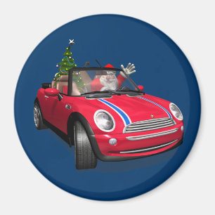 Aimant Le Père Noël Conduit Une Mini