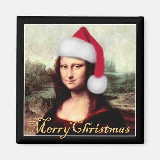 Aimant Le Père Noël de Mona Lisa (Devant)