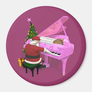 Aimant Le Père Noël Joue Un Piano Rose