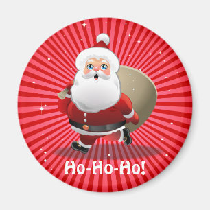 Aimant Le père noël mignon avec un sac plein des prése