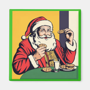 Aimant Le Père Noël Profite D'Un Snack
