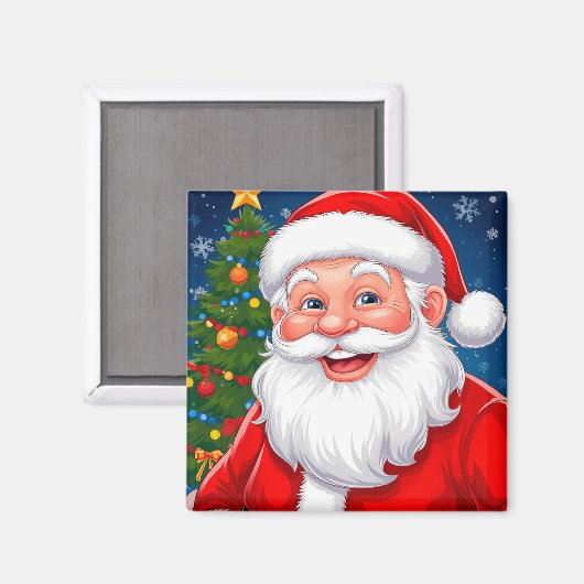 Aimant Le Père Noël souriant en Casquette rouge (Recto/Verso)