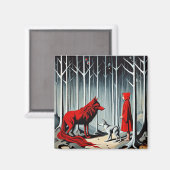 Aimant Le petit chaperon rouge rencontre le loup (Recto/Verso)
