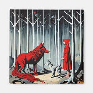 Aimant Le petit chaperon rouge rencontre le loup