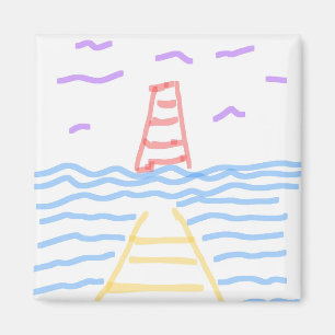 Aimant Le phare rouge et l'aimant de la jetée jaune