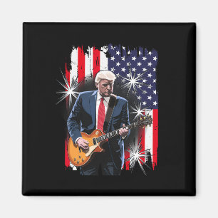 Aimant Le Président Trump Joue De La Guitare Avec Le Drap