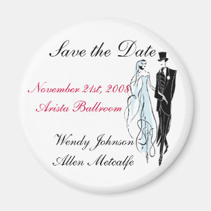 Aimant Le rétro mariage, font gagner la date - customis