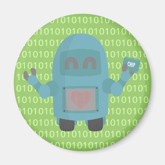 Aimant Le robot aime les puces informatiques (Devant)