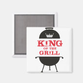 Aimant Le Roi Du Grill, Blanc Noir Couronne Rouge (Recto/Verso)