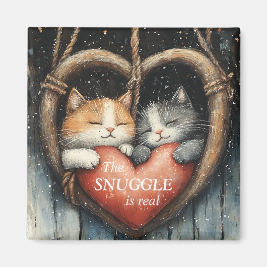 Aimant Le Snuggle est un vrai amour de chat douillet (Devant)