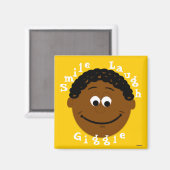 Aimant Le sourire face à un garçon ethnique (Recto/Verso)