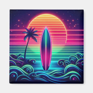 Aimant Le surf du coucher de soleil de Neon
