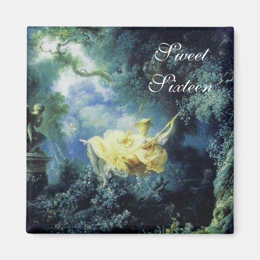 Aimant LE SWING, SWEET SIXTEEN PARTY vert bleu jaune (Devant)