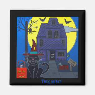 Aimant Le tour hanté de Halloween de Chambre ou mangent