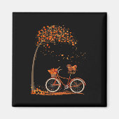 Aimant Leaf de chien Automne Cyclisme d'automne amusant D (Devant)