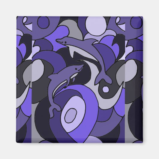 Aimant Leaping Dolphins Art Abstrait (Devant)