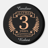 Aimant Leather 3 ans mariage anniversaire (Devant)