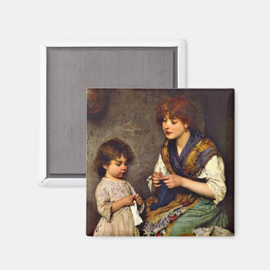 Aimant Leçon de Tricot, Eugene de Blaas (Recto/Verso)