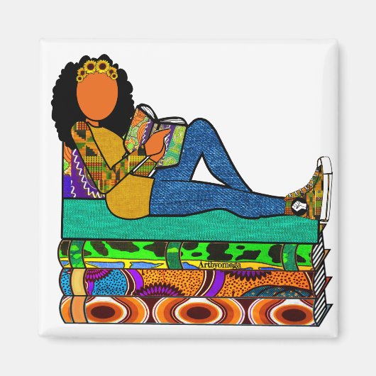 Aimant Lecteur afrocentré de tournesol (Devant)