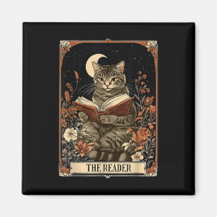 Aimant Lecteur Tarot Card Cat Lecture Livre Floral Moon