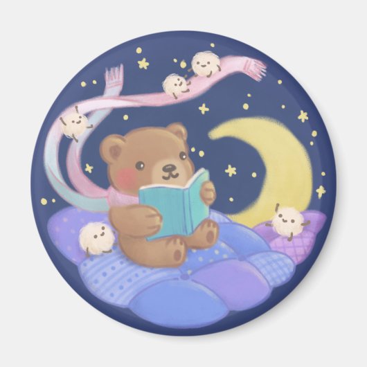 Aimant Lecture de l'ours en peluche avec illustration de (Devant)