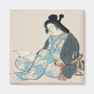 Aimant Lecture lady Kamisaka Sekka japon peinture art peu