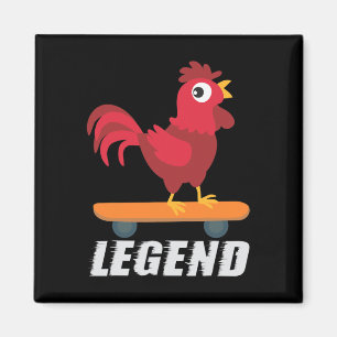 Aimant Légendaire Coq Drôle Planche à Roulettes Cadeau Po