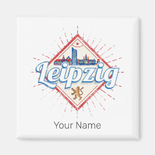 Aimant Leipzig Allemagne Saxe Retro Skyline Vintage