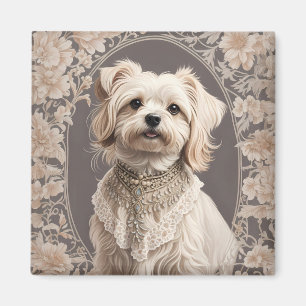 Aimant L'Élégant Chien Maltais William Morris Inspiré