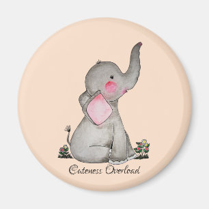 Aimant L'éléphant mignon de bébé d'aquarelle avec
